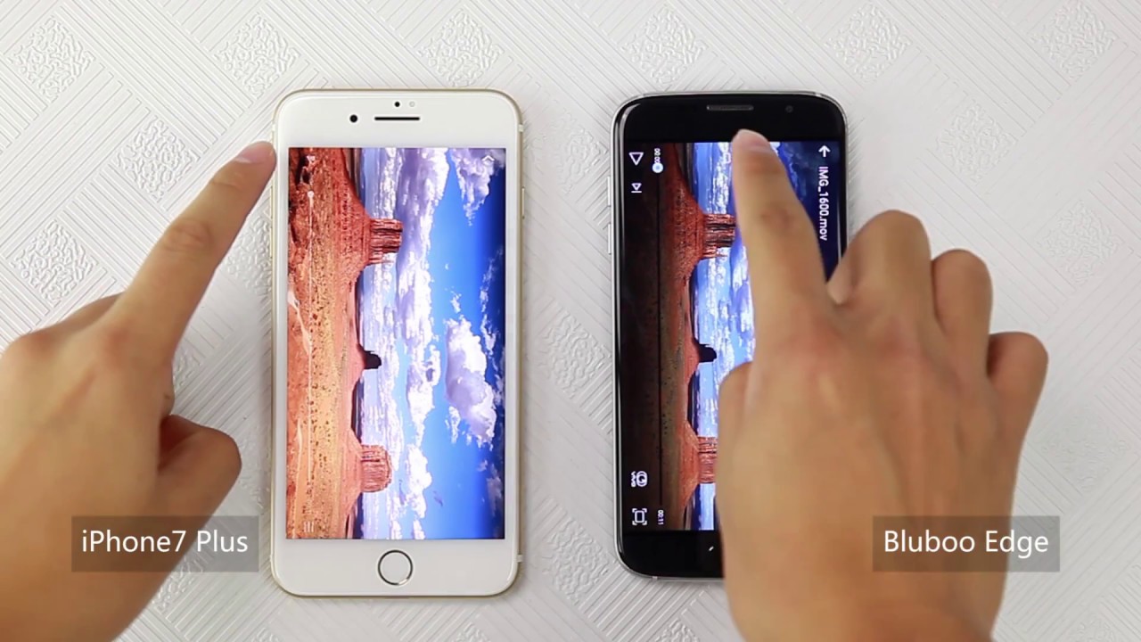 Smartphone Display effect Comparisons with Android BLUBOO Edge & IOS Iphone 7 plus