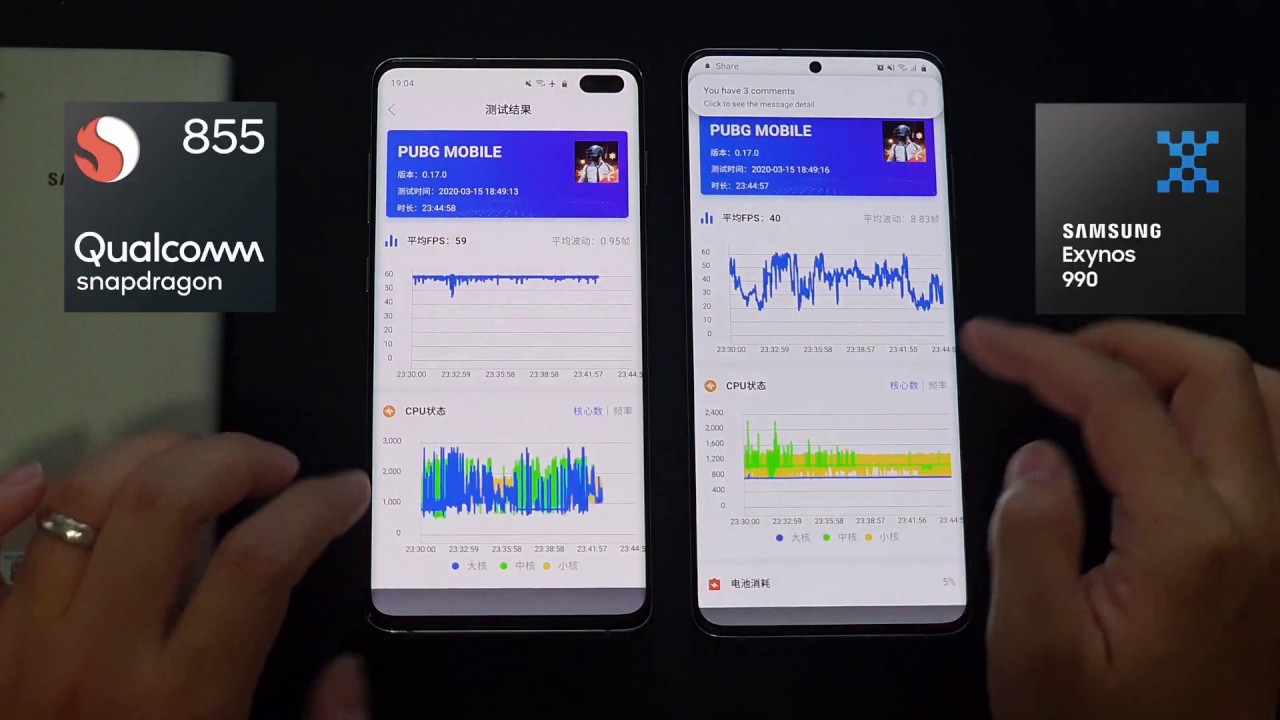 Exynos 990 S20+ vs Snapdragon 855 S10+ gaming comparison PUBG NBA Worst 2020 flagship for gaming?