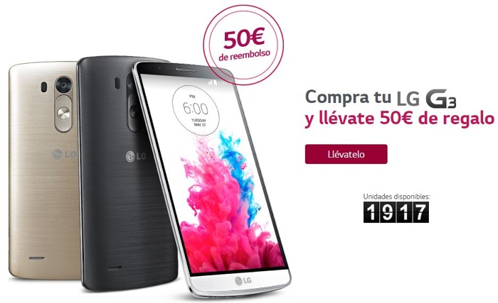 50 euros de descuento al comprar el LG G3 hasta el 31 de octubre