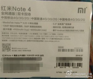 Embalaje Xiaomi Redmi Note 4