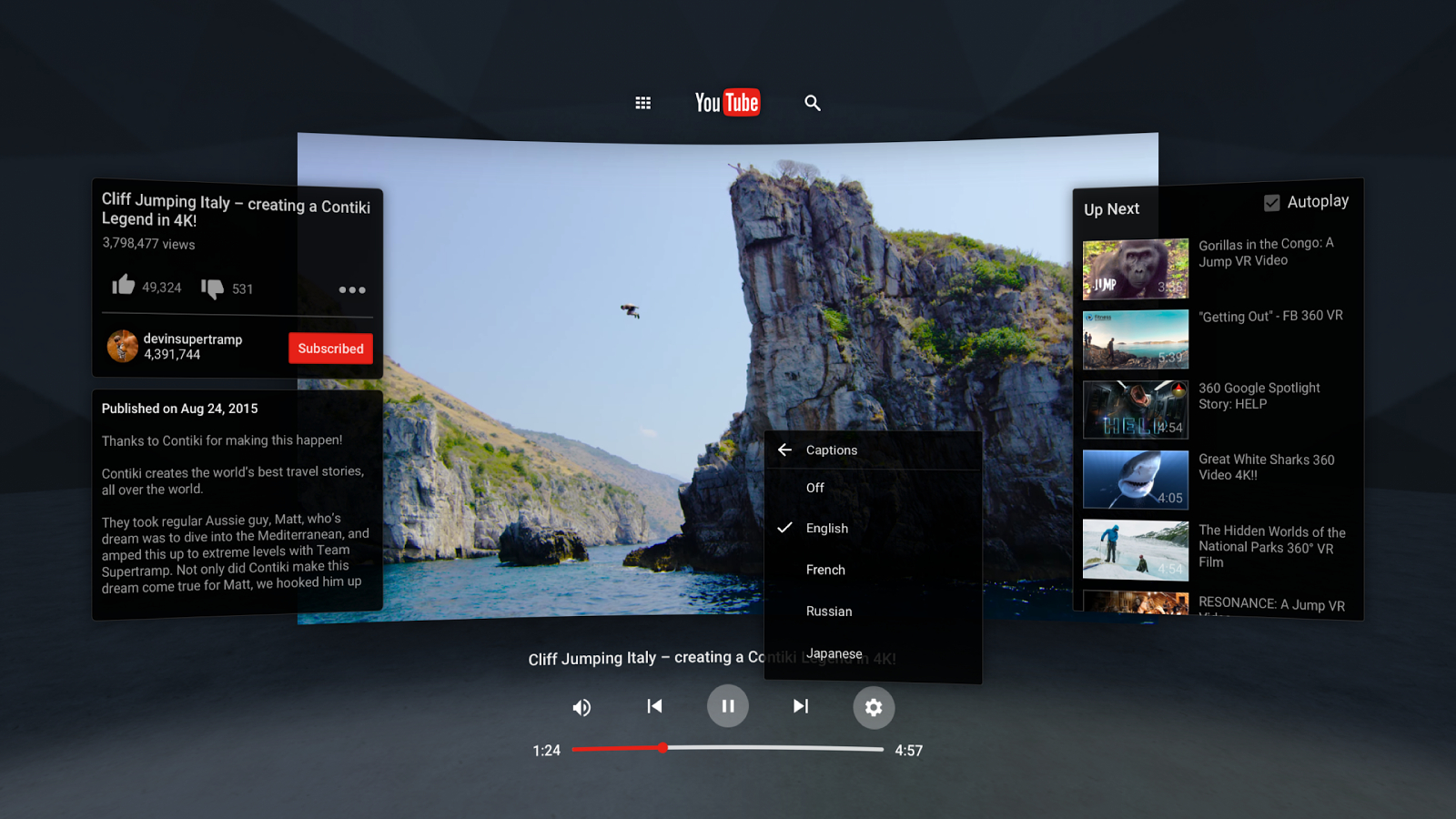 YouTube VR es una realidad y ya está disponible en Google Play