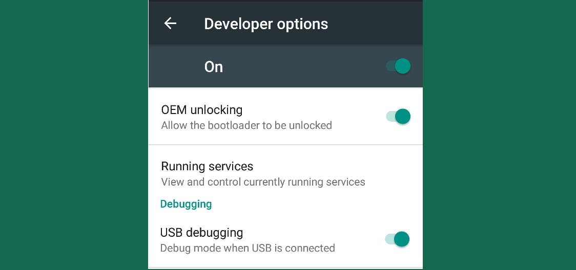 Modo depuración USB Android