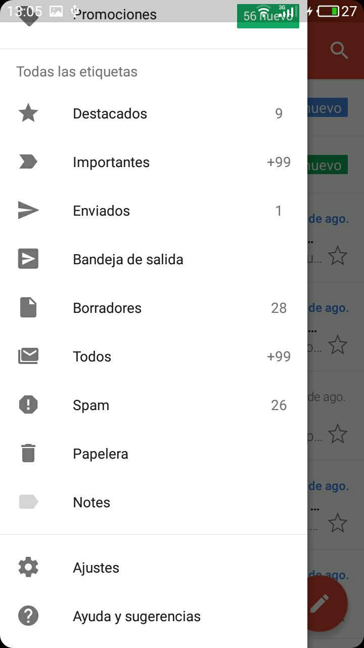 menu lateral gmail android