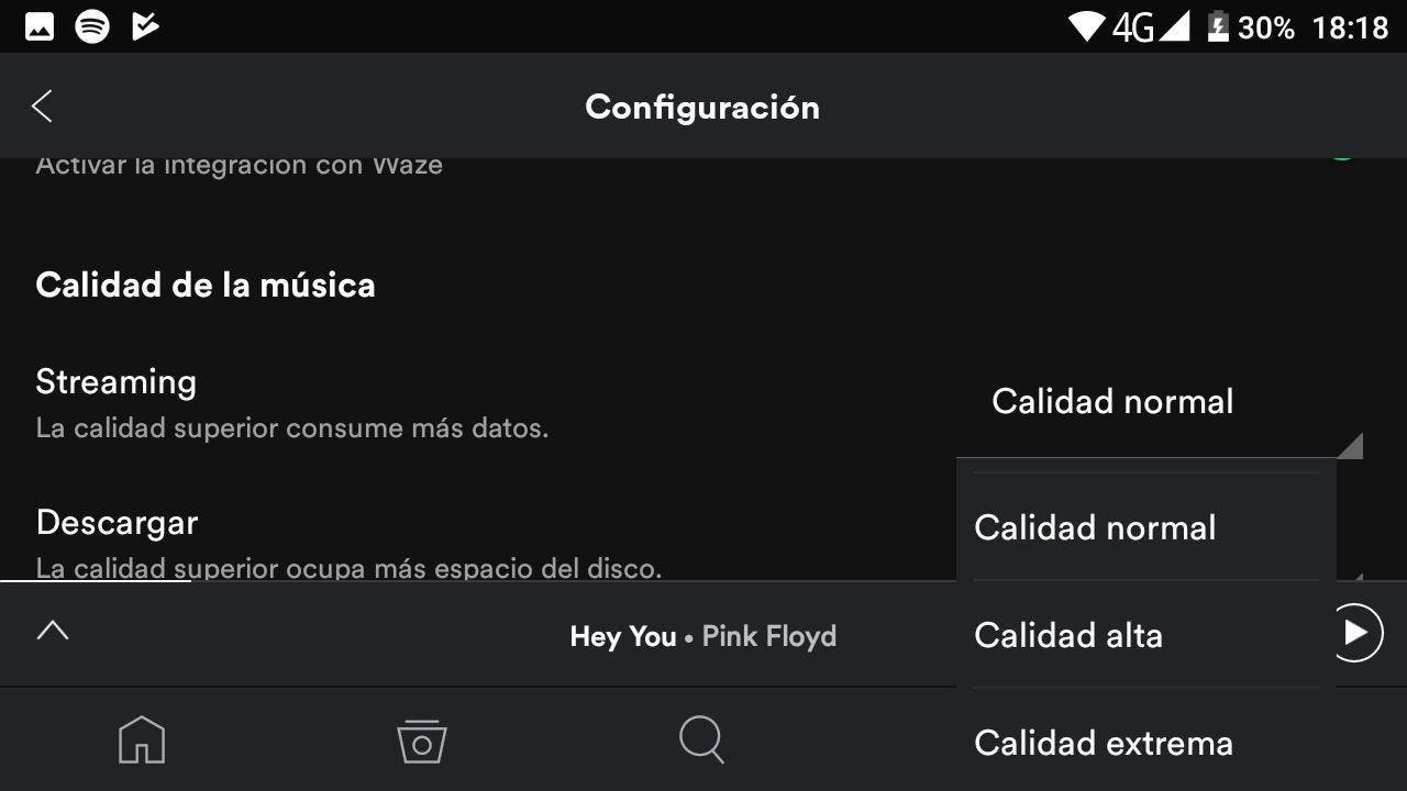 calidad musica en Spotify