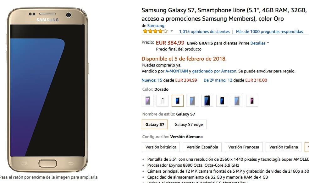 oferta del Samsung Galaxy S7