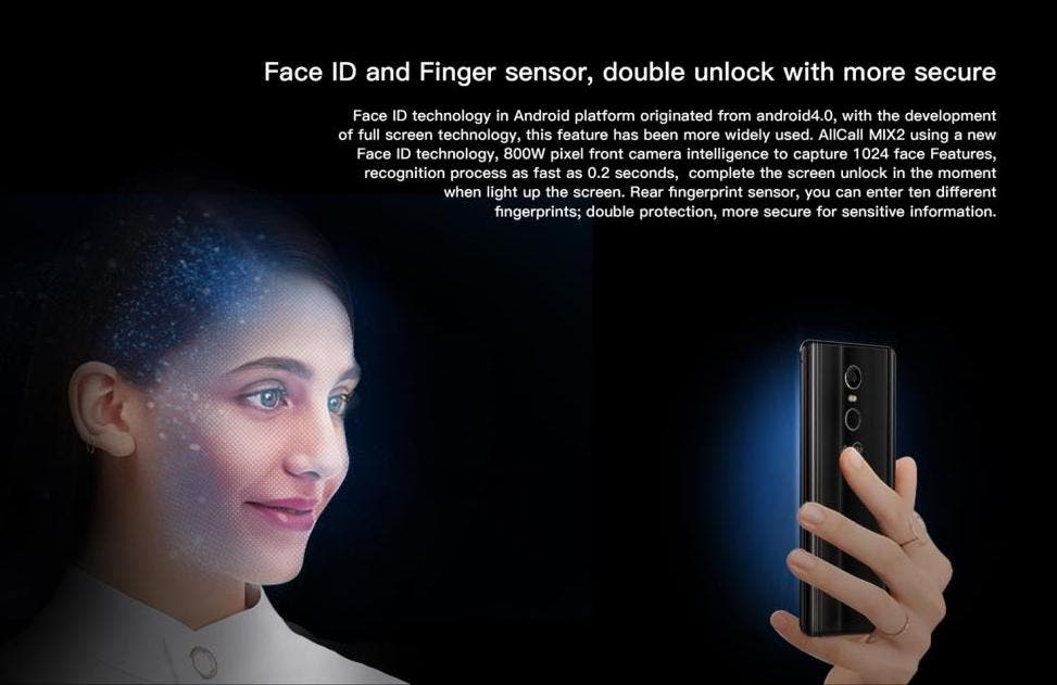 reconocimiento facial del AllCall MIX 2