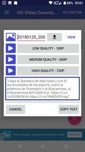 descargar videos de Twitter en Android