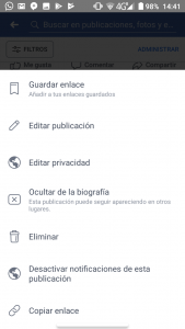ocultar las publicaciones en facebook