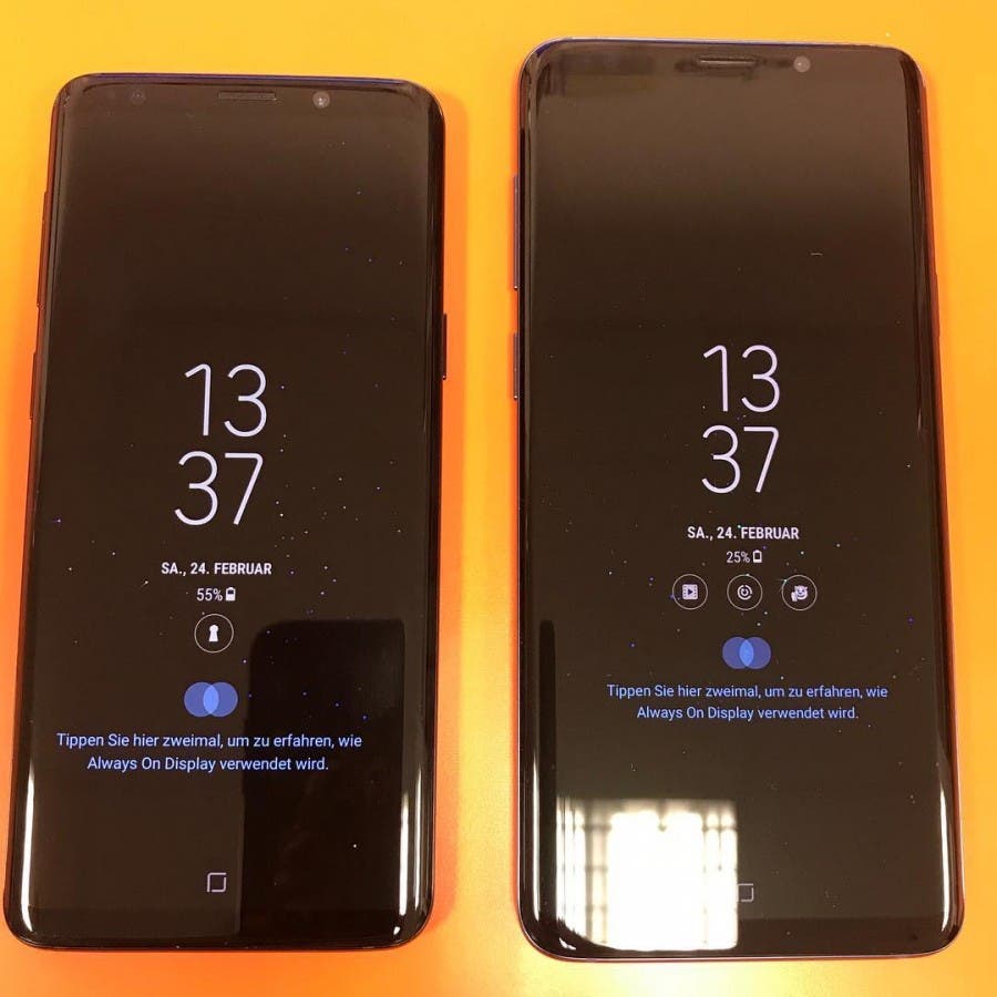 frontal del samsung galaxy s9 y s9+