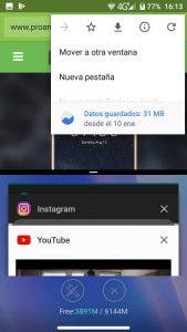 pestañas de Google Chrome a pantalla partida