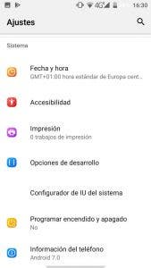 ajustes de desarrollo