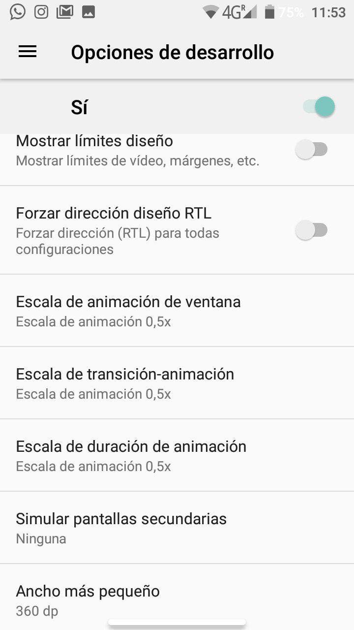 modo para zurdos de Android