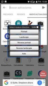 orientación de la pantalla en android