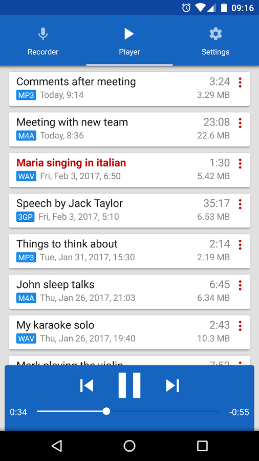 aplicación de grabación de voz en android