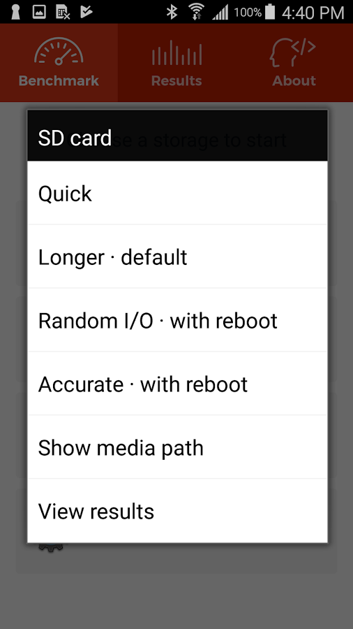 test de velocidad de la tarjeta sd en android