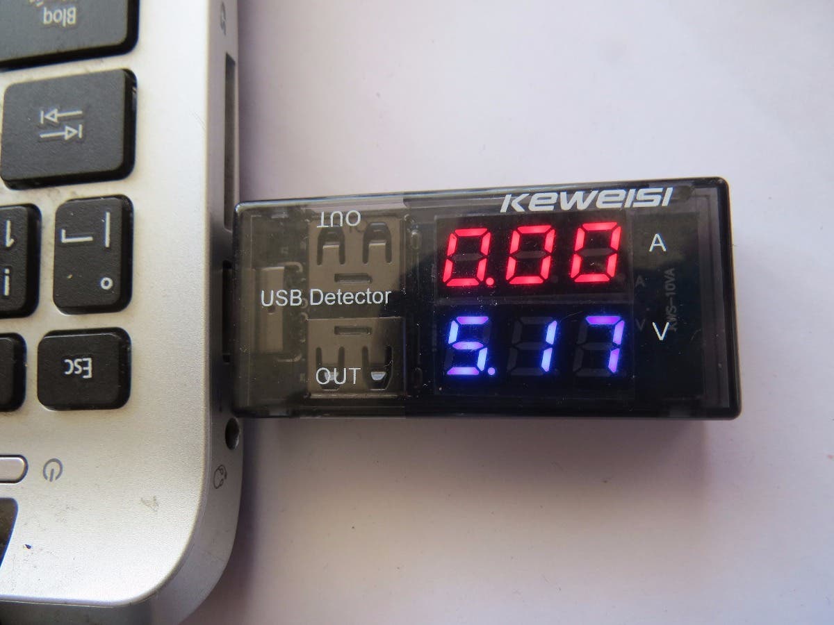 amperímetro usb conectado