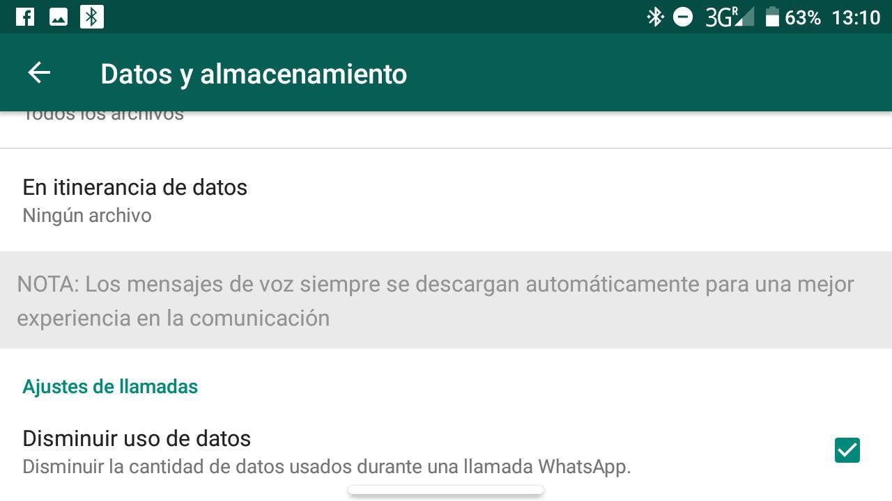 uso de datos en whatsapp