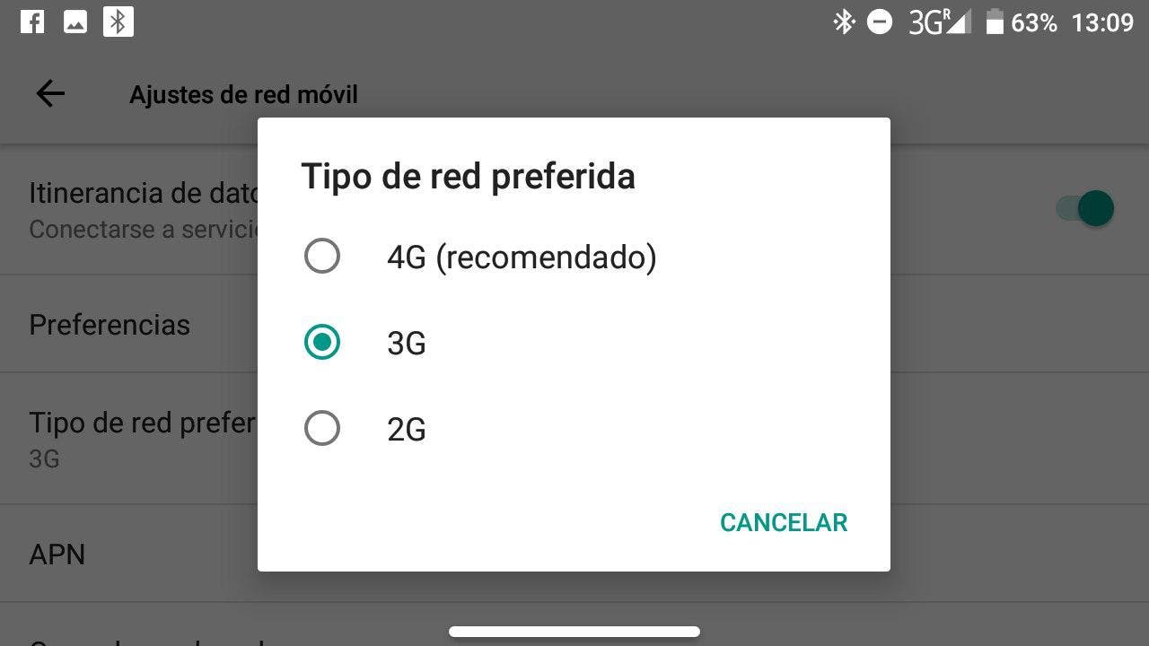 tipo de red en android