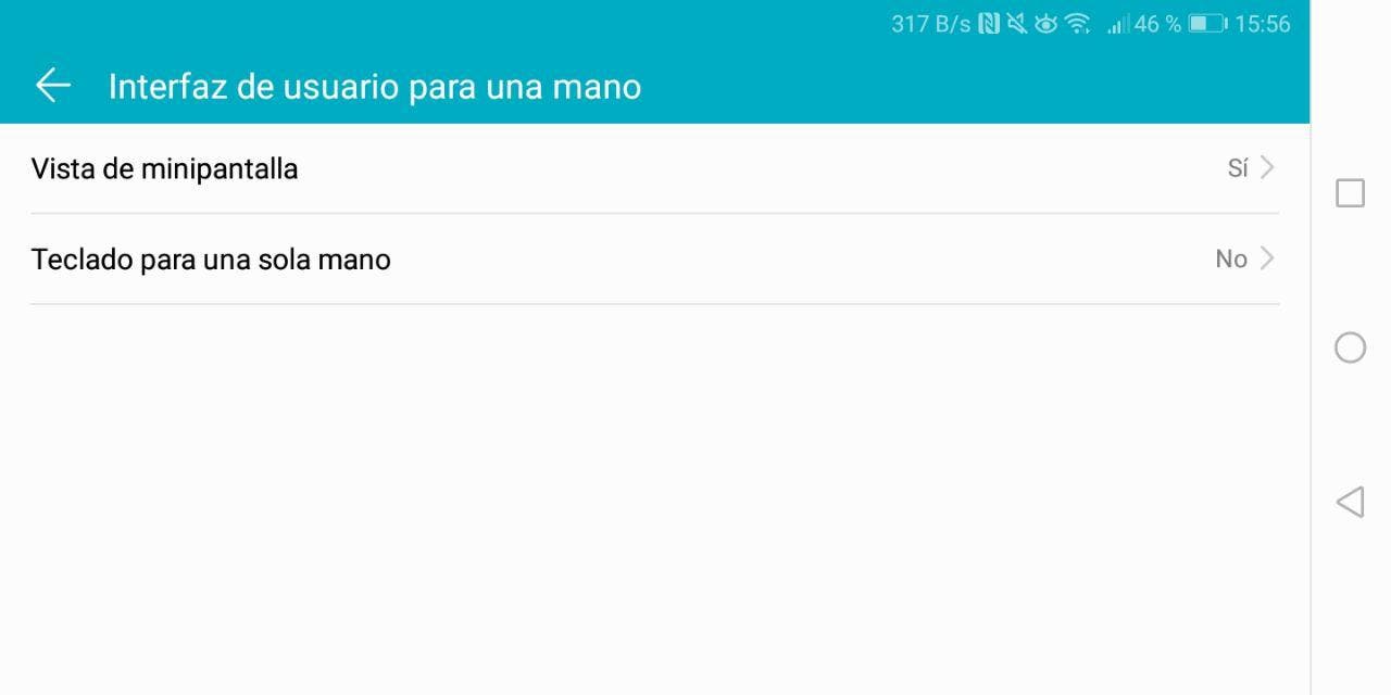 navegación a una mano de emui