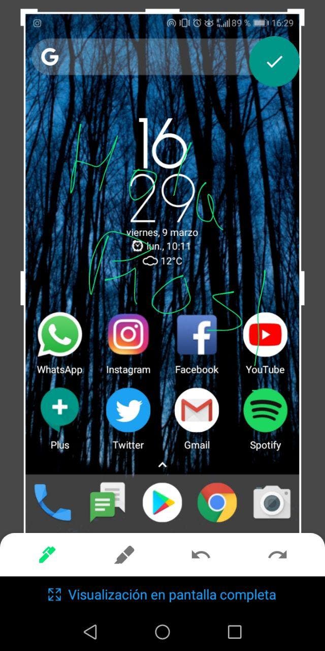 editor de capturas de Android P