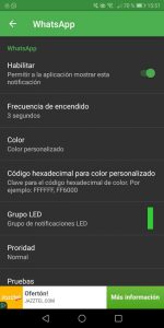cambiar el color del LED de WhatsApp