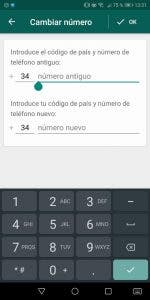 cambiar el número de whatsapp