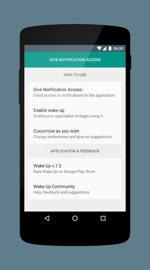 aplicacion de wake up