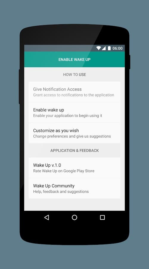 aplicacion de wake up