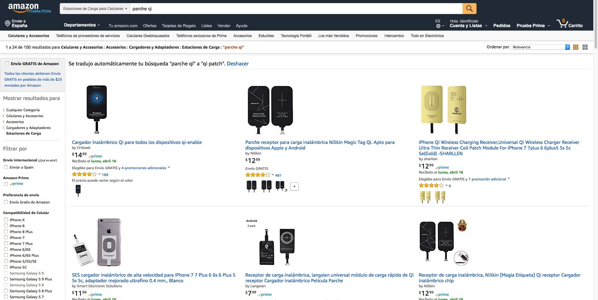 parches de carga inalámbrica