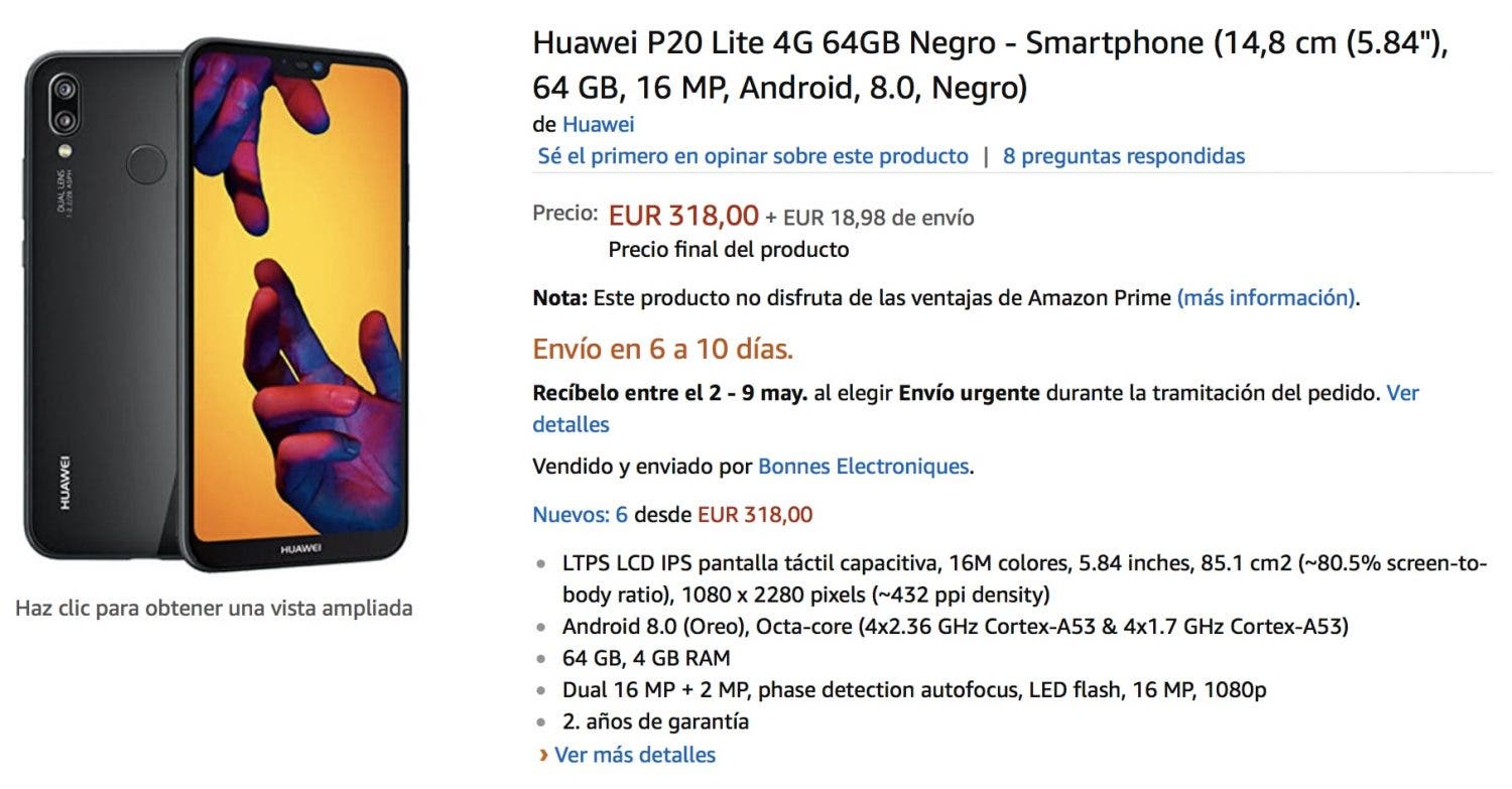 oferta del huawei p20 lite más económico