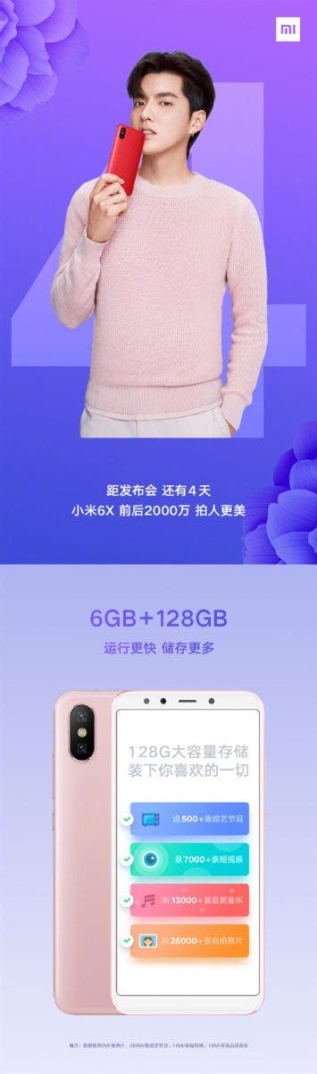 xiaomi mi 6x de 6 gb de ram