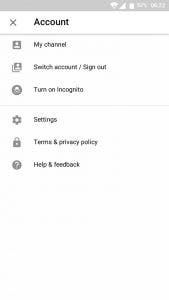 modo incognito de youtube