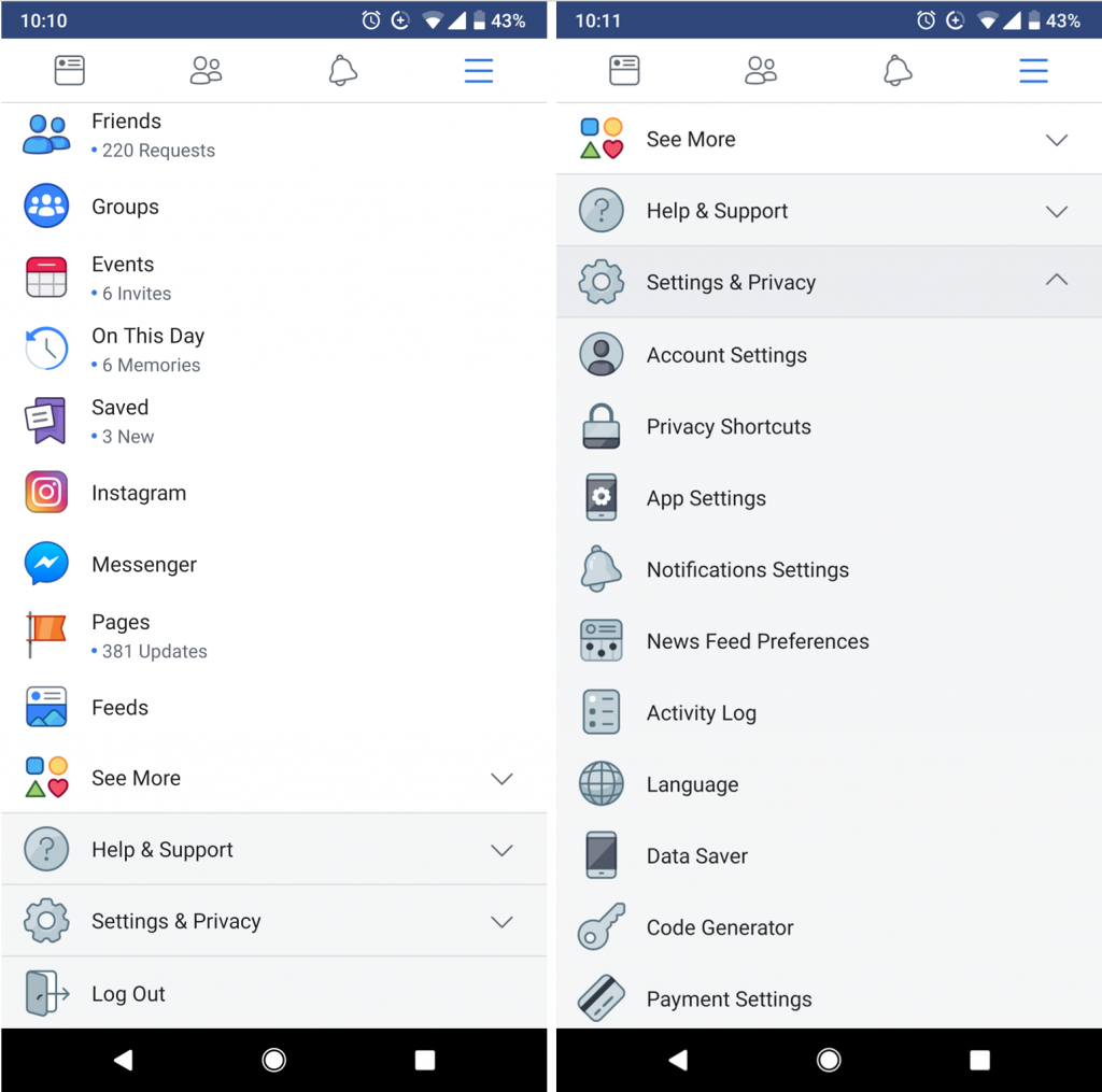 Facebook Android Version Facebook para Android se rediseña ligeramente con varios cambios