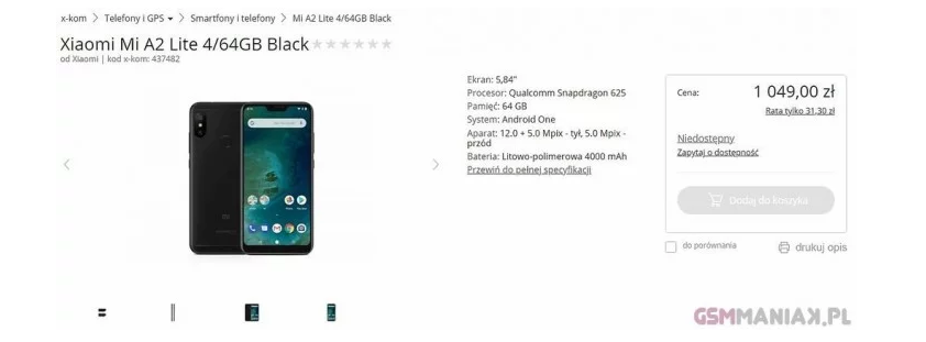 Xiaomi Mi A2 Lite filtración