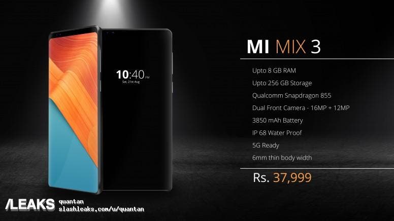 XIAOMI MI MIX 3 - Posible precio y especificaciones