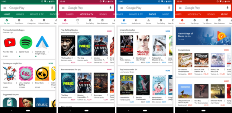 Google Play se actualiza con novedades en la interfaz