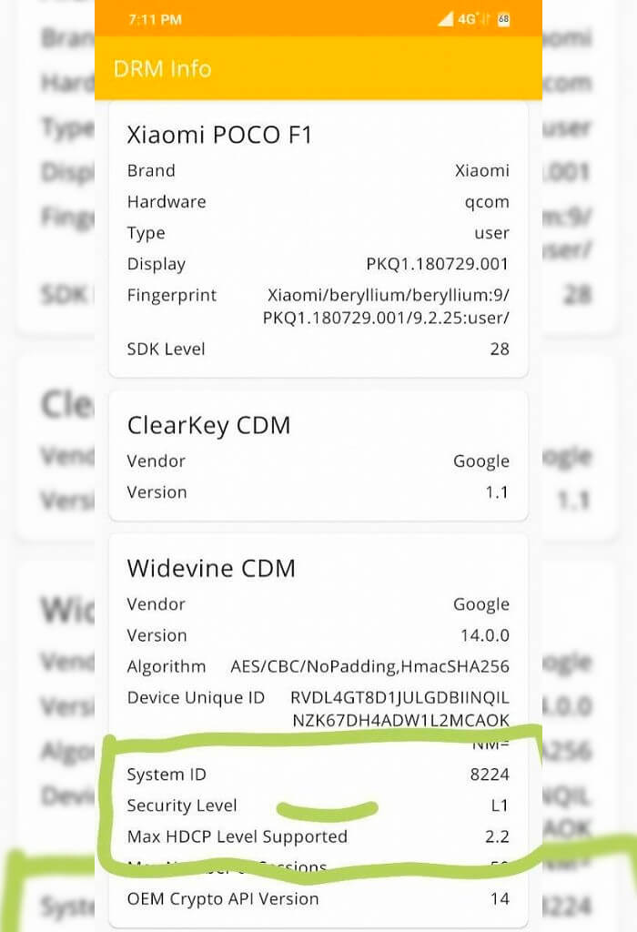 Widevine L1 Pocophone F1
