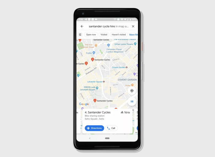 Google Maps ya muestra información sobre las estaciones de bicis