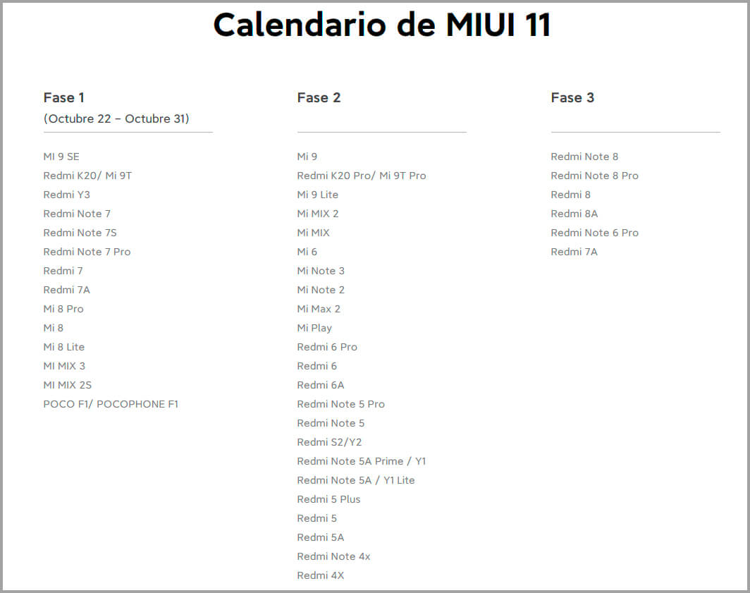 Calendario MIUI 11