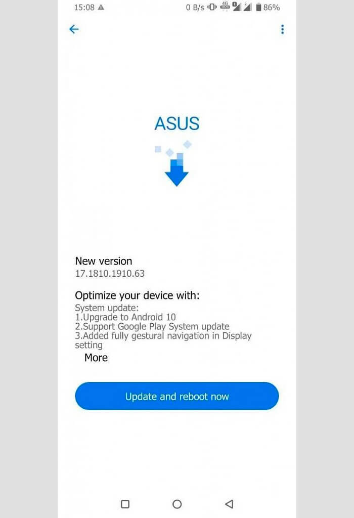 Actualización a Android 10 del Asus Zenfone 6
