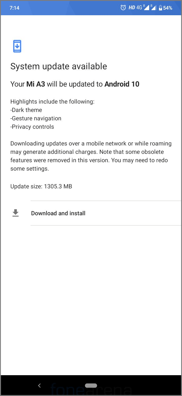 Actualización Xiaomi Mi A3 Android 10
