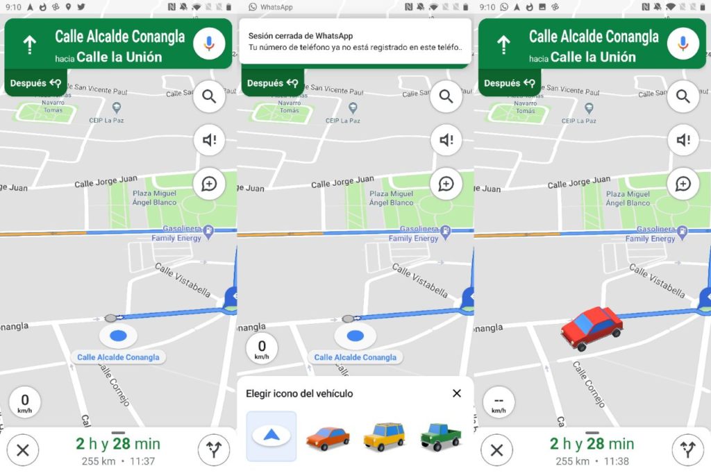 Google Maps cambia la fecha de navegación por un automóvil
