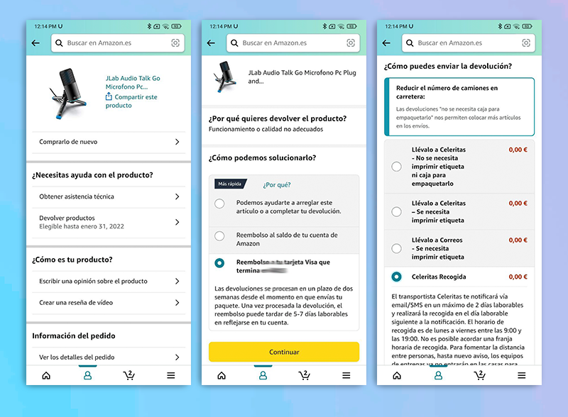 Cómo devolver un producto en  desde la App