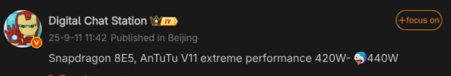 Chat Satation revela importantes datos sobre el Snapdragon 8 Elite Gen 5