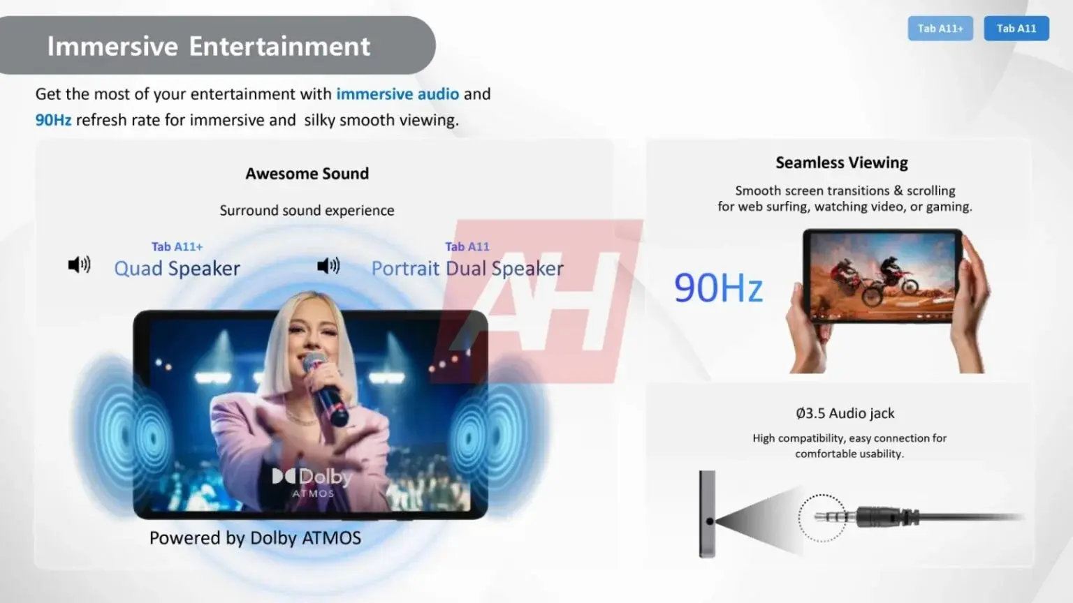 Apartado multimedia de las Galaxy Tab A11 