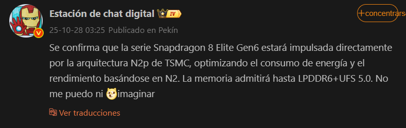 Ya se ha filtrado los primeros detalles del Snapdragon 8 Elite Gen 6, puede que sea lo que esperabamos