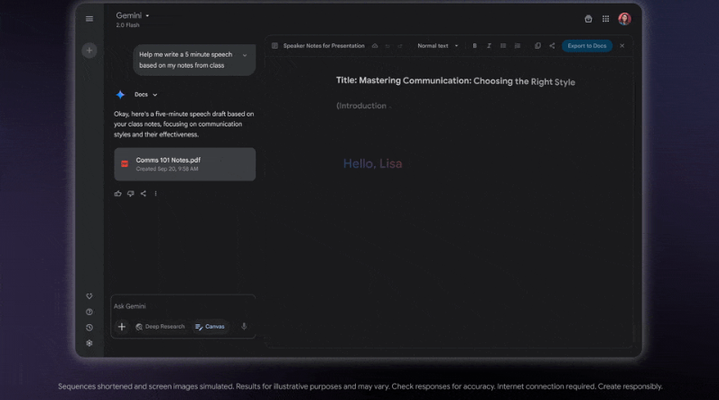 Crear tus propias presentaciones para el estudio o trabajo ahora es fácil con gemini Canvas