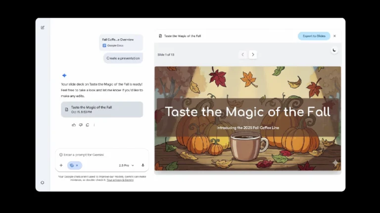 Gemini Canvas está desplegando la capacidad de crear presentaciones desde tus documentos