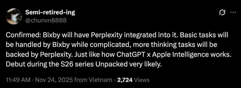 Lo que se espera de Bixby con la ayuda de Perplexity