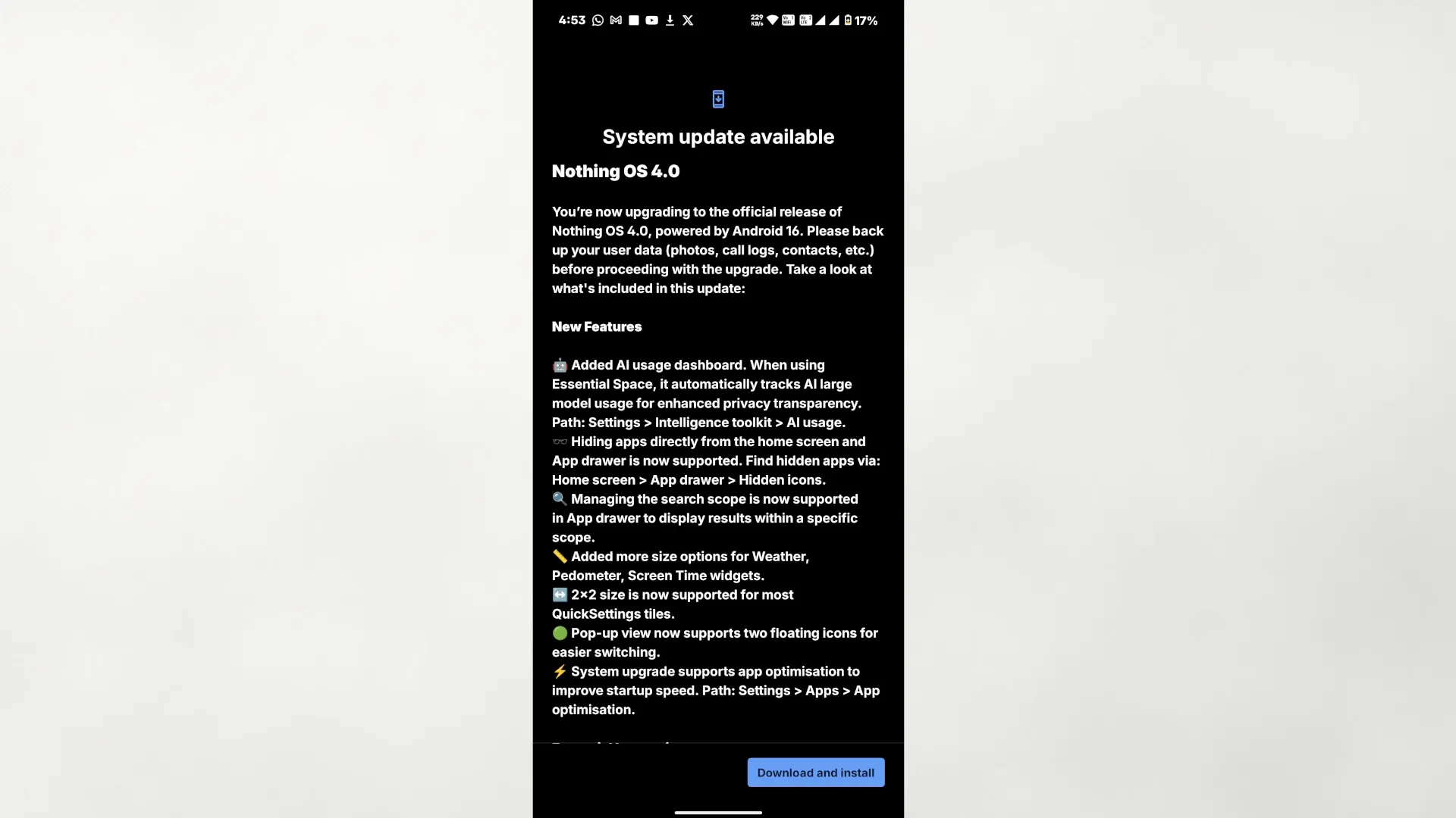 Nothing OS 4.0 está aterrizando oficialmente en el Nothing Phone 3